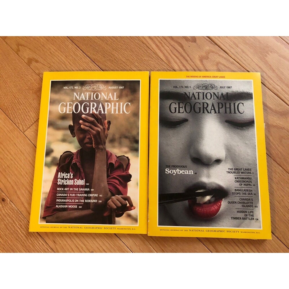 Vintage National Geographic Magazines July & August 1987 Collectible